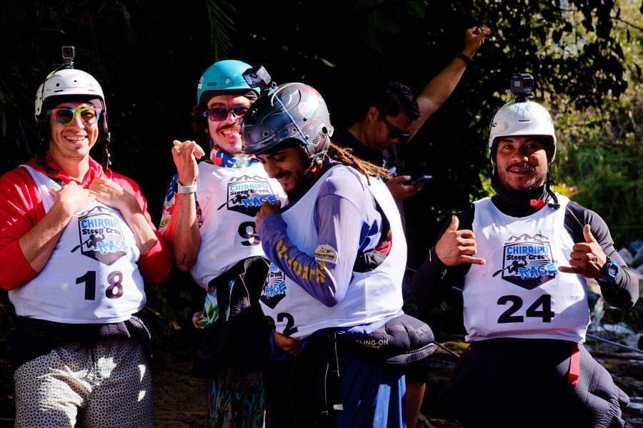 Athletes celebrating at the Chirripó Steep Creek Race