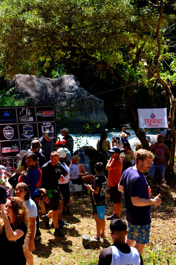 Spectators and crowd on the riverbank